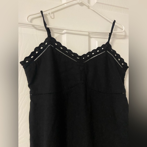 T36- OLD NAVY Black LINEN-RAYON Blend CutOut Spaghetti Midi Dress - Picture 2 of 8